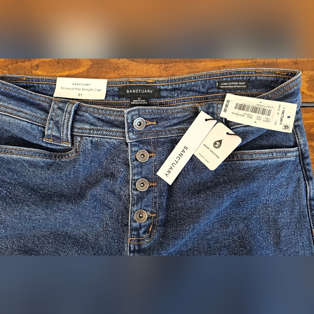 Sanctuary Organic Cotton Wide Leg Denim Jeans Unisex 34×32 NWT